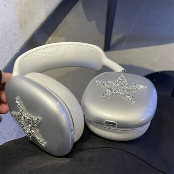 Luxury Cute Sparkle Diamond Star Προστατευτικό κάλυμμα για Airpods Max Θήκη ακουστικών Clear Silicon For Apple Airpods Max Headphone