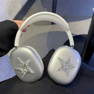 Luxus aranyos Sparkle Diamond Star védőburkolat Airpods Max fülhallgató tok átlátszó szilikon Apple Airpods Max fejhallgatóhoz