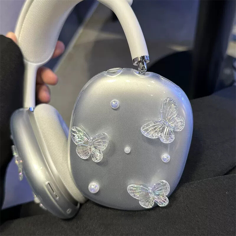 Y2K Korea Χαριτωμένη 3D προστατευτική θήκη πεταλούδας μαργαριτάρι για Apple Airpods Max Ακουστικά Clear Soft Silicone Headphone For Airpods Max