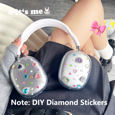 Луксозно диамантено перлено прозрачно защитно покритие за калъф за слушалки Airpods Max силикон за Apple Airpods Max капак за слушалки