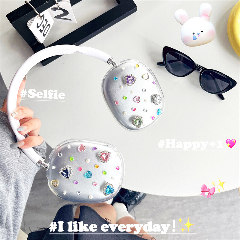 Луксозно диамантено перлено прозрачно защитно покритие за калъф за слушалки Airpods Max силикон за Apple Airpods Max капак за слушалки