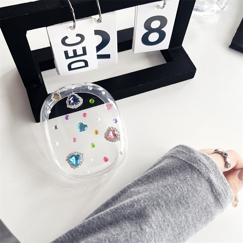 Луксозно диамантено перлено прозрачно защитно покритие за калъф за слушалки Airpods Max силикон за Apple Airpods Max капак за слушалки