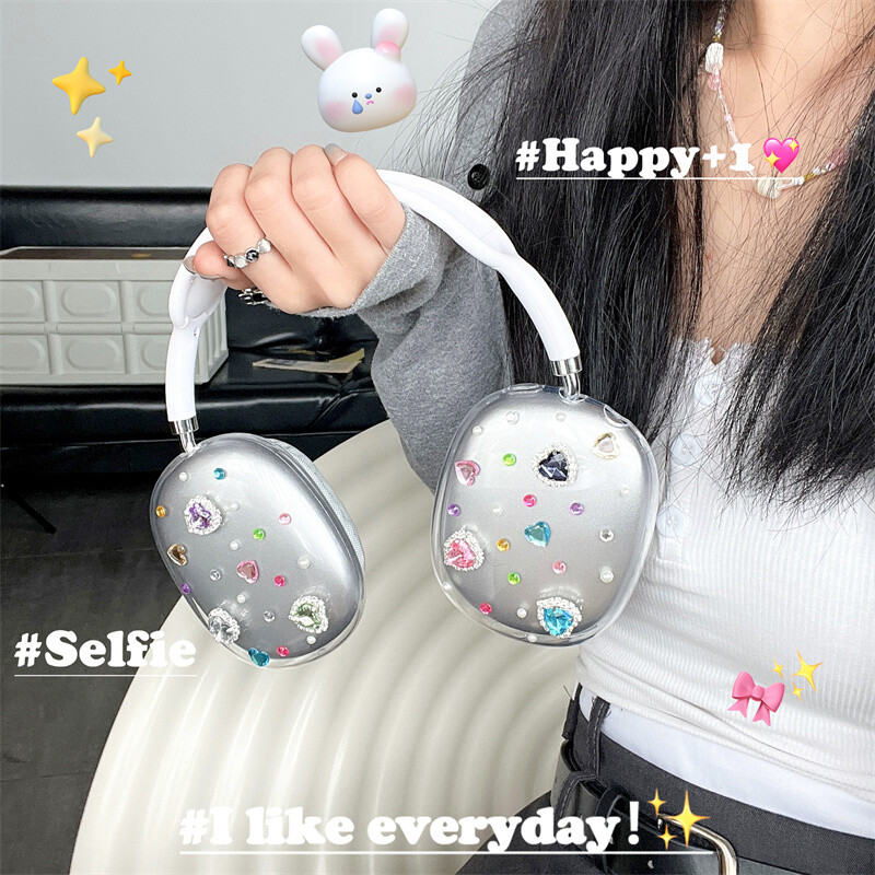 Луксозно диамантено перлено прозрачно защитно покритие за калъф за слушалки Airpods Max силикон за Apple Airpods Max капак за слушалки