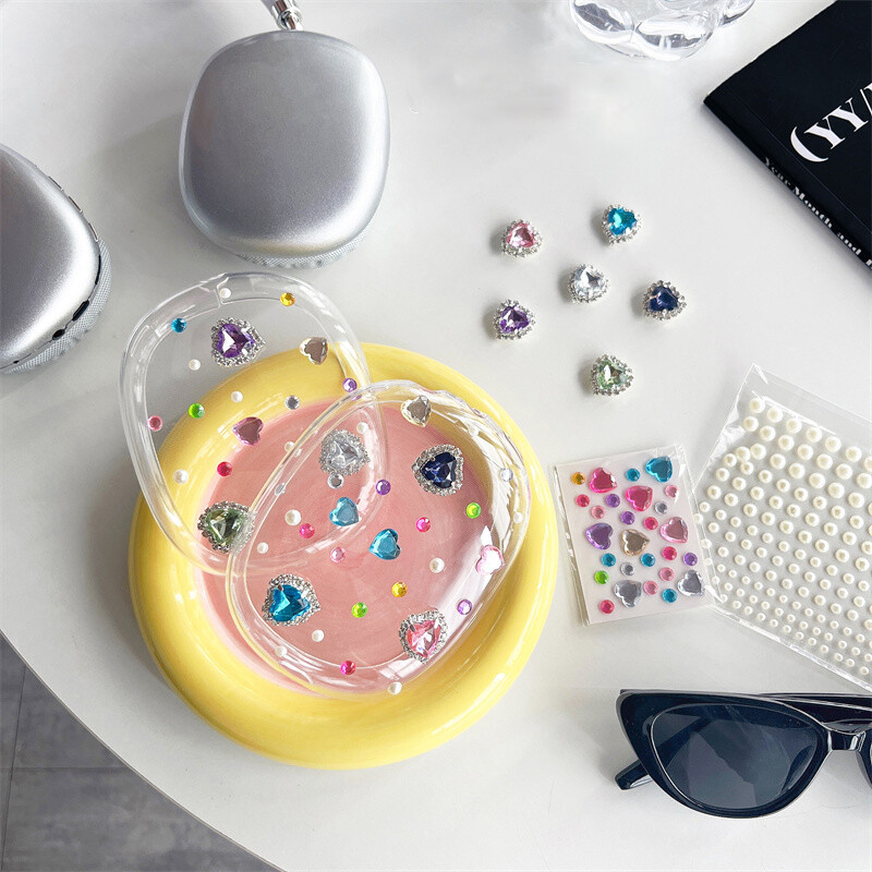 Луксозно диамантено перлено прозрачно защитно покритие за калъф за слушалки Airpods Max силикон за Apple Airpods Max капак за слушалки