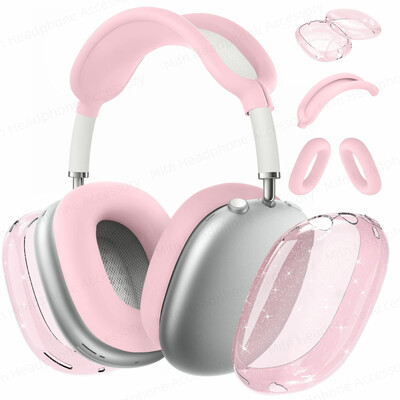 2024 Za AirPod Max Poklopac za slušalice 3D prozirni zaštitnik Torbica otporna na padove i prašinu za AirPods Max Glitter Aesthetics