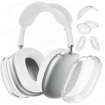 2024 Za AirPod Max Poklopac za slušalice 3D prozirni zaštitnik Torbica otporna na padove i prašinu za AirPods Max Glitter Aesthetics