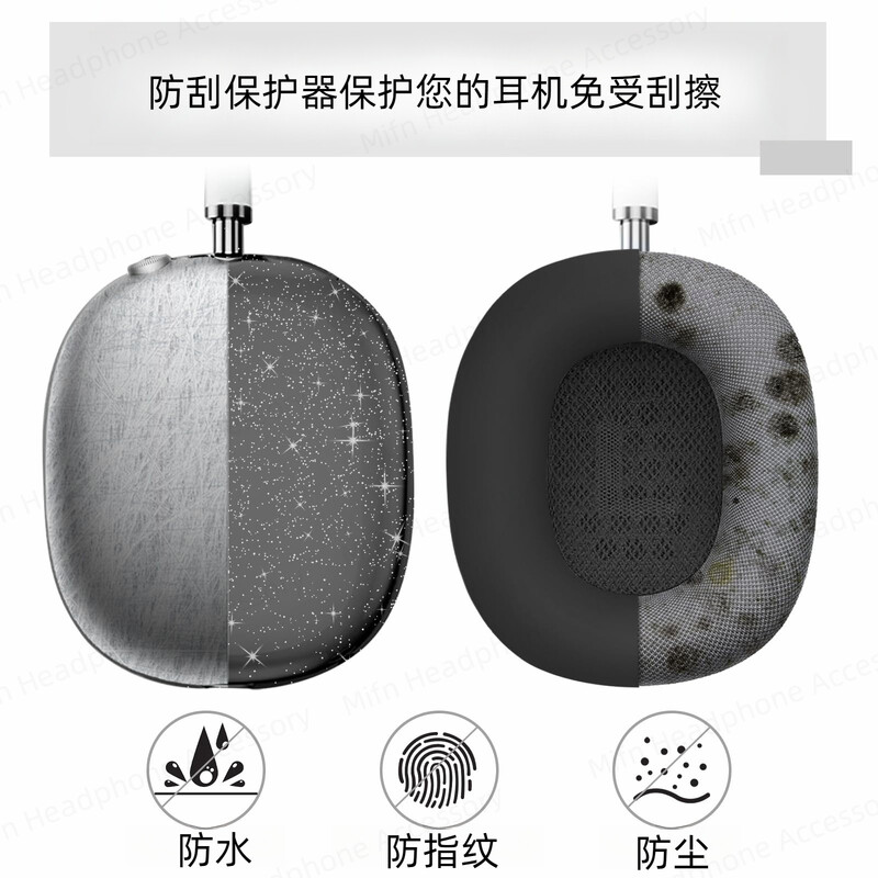 2024 Za AirPod Max Poklopac za slušalice 3D prozirni zaštitnik Torbica otporna na padove i prašinu za AirPods Max Glitter Aesthetics