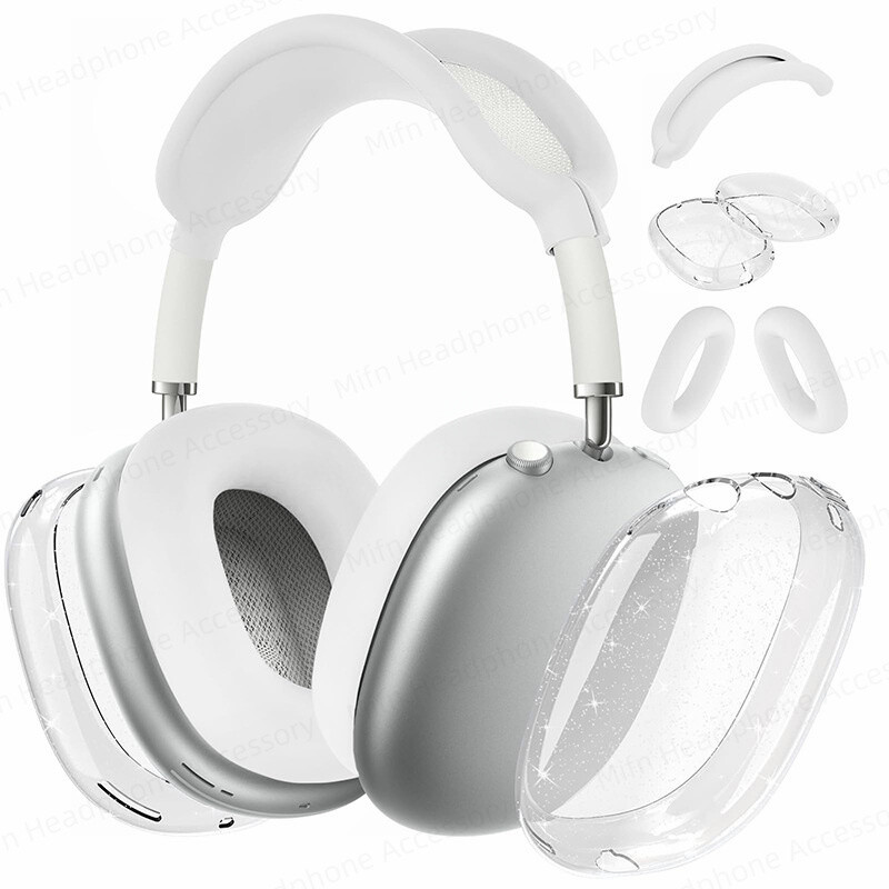 2024 Za AirPod Max Poklopac za slušalice 3D prozirni zaštitnik Torbica otporna na padove i prašinu za AirPods Max Glitter Aesthetics