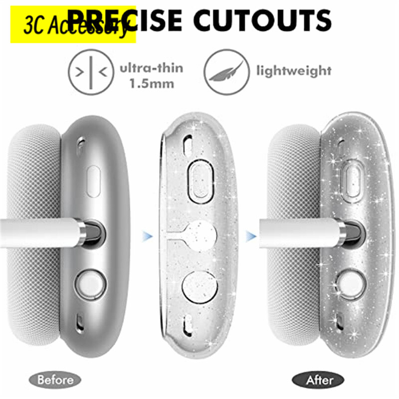 Za 2024 Airpod Max Case 3D svjetlucava prozirna torbica Meka zaštitna navlaka protiv ogrebotina Za Apple Air Pods Max Poklopac za slušalice