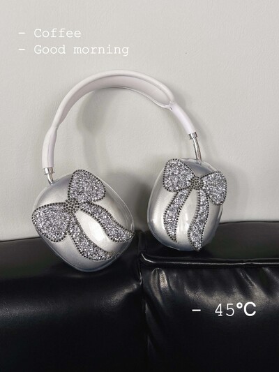 Svjetlucava svjetlucava mašna bijela ins zaštitnik mekana silikonska torbica za slušalice za apple airpods max 2024 nova maska za slušalice