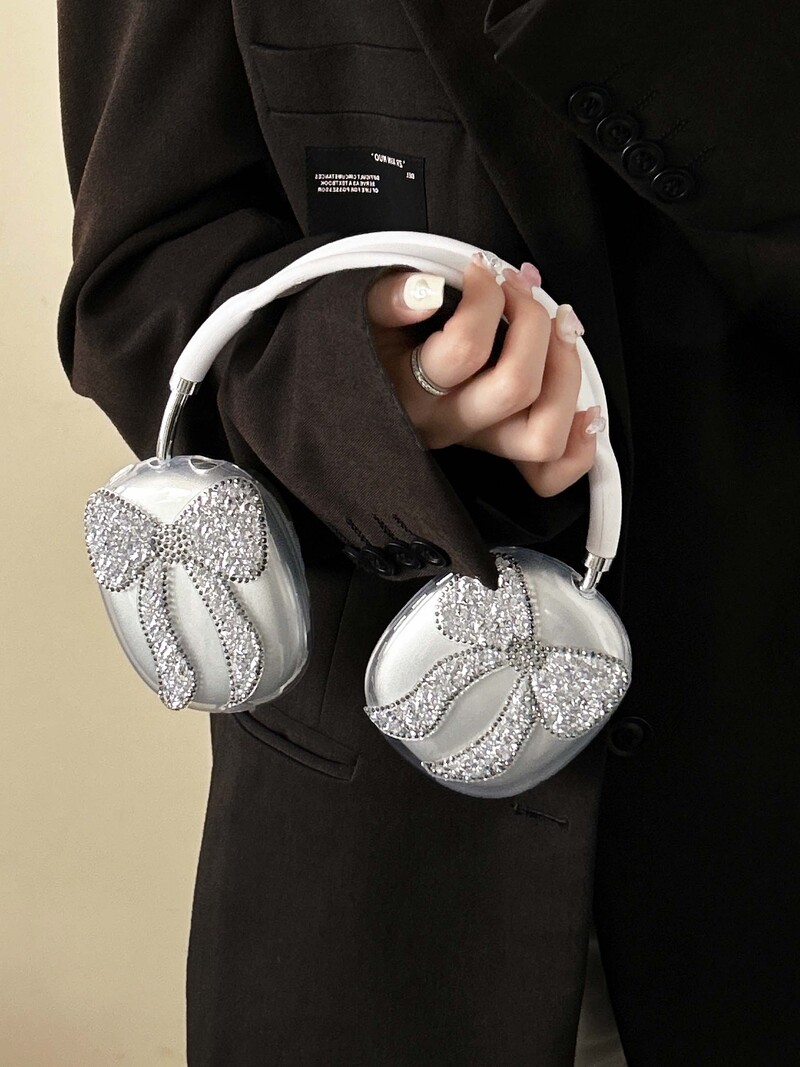 Svjetlucava svjetlucava mašna bijela ins zaštitnik mekana silikonska torbica za slušalice za apple airpods max 2024 nova maska za slušalice