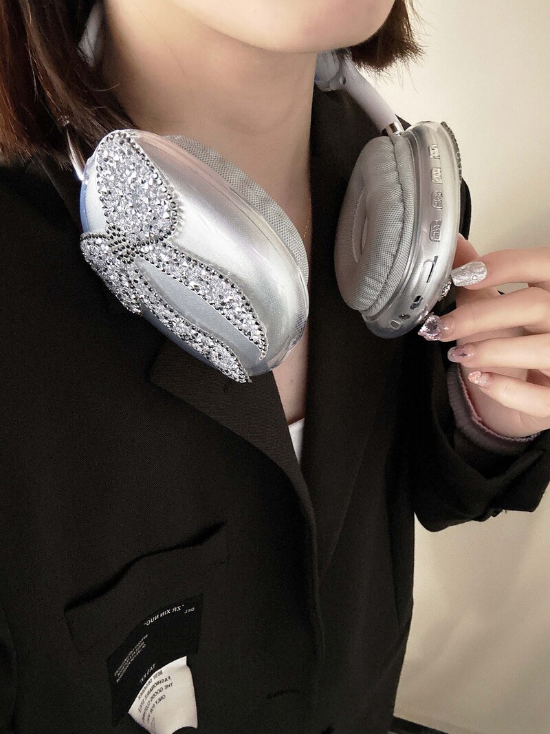 Svjetlucava svjetlucava mašna bijela ins zaštitnik mekana silikonska torbica za slušalice za apple airpods max 2024 nova maska za slušalice