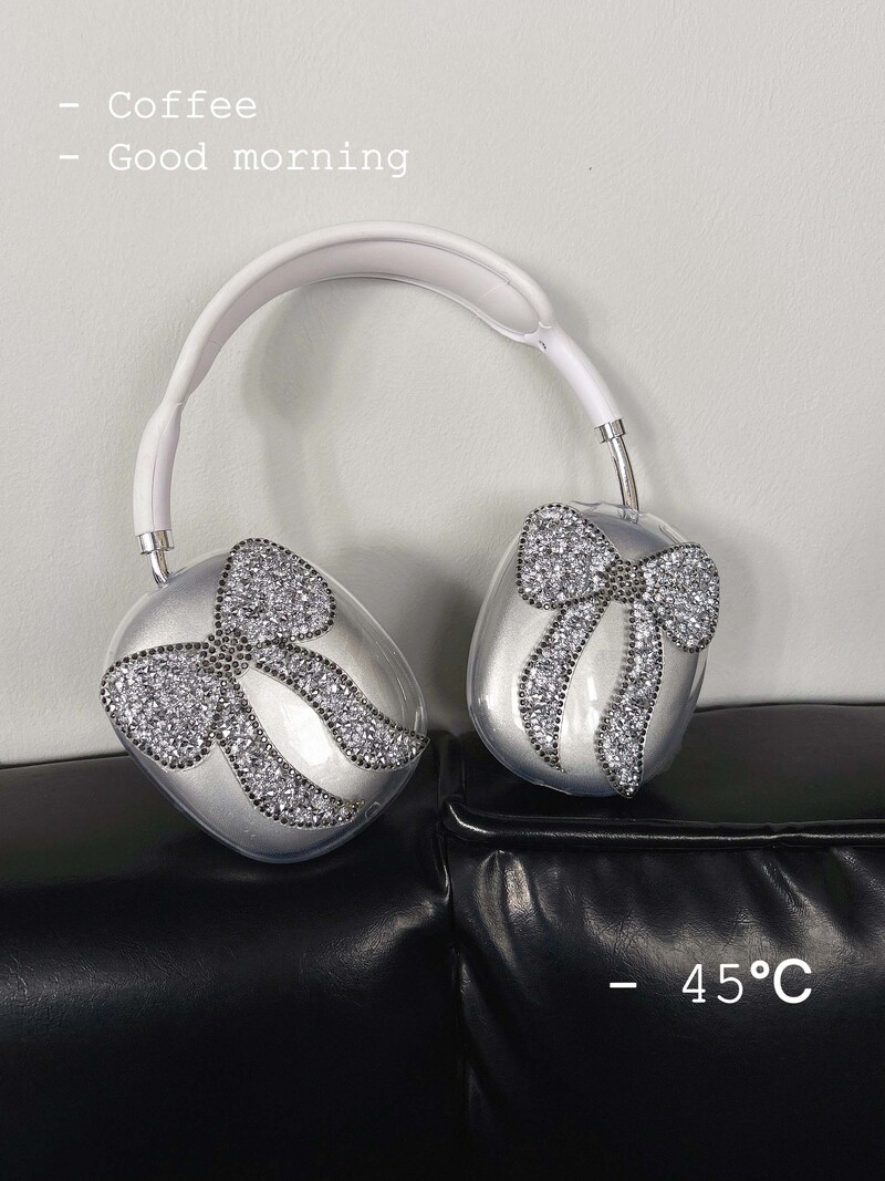 Svjetlucava svjetlucava mašna bijela ins zaštitnik mekana silikonska torbica za slušalice za apple airpods max 2024 nova maska za slušalice