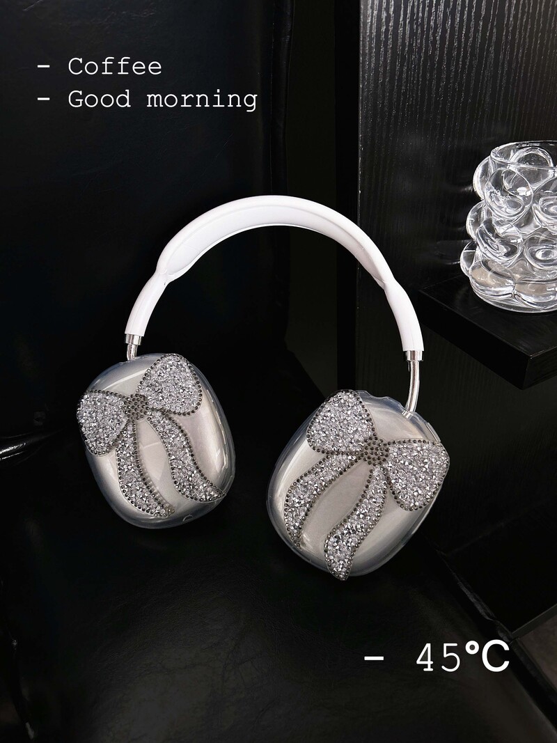 Svjetlucava svjetlucava mašna bijela ins zaštitnik mekana silikonska torbica za slušalice za apple airpods max 2024 nova maska za slušalice