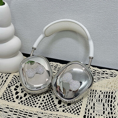 Luksuzna 3D bljeskalica dijamantna mašna galvanizirana za Airpods Max Slušalice Slušalice Kawaii srebrni dodaci Zaštitna maska