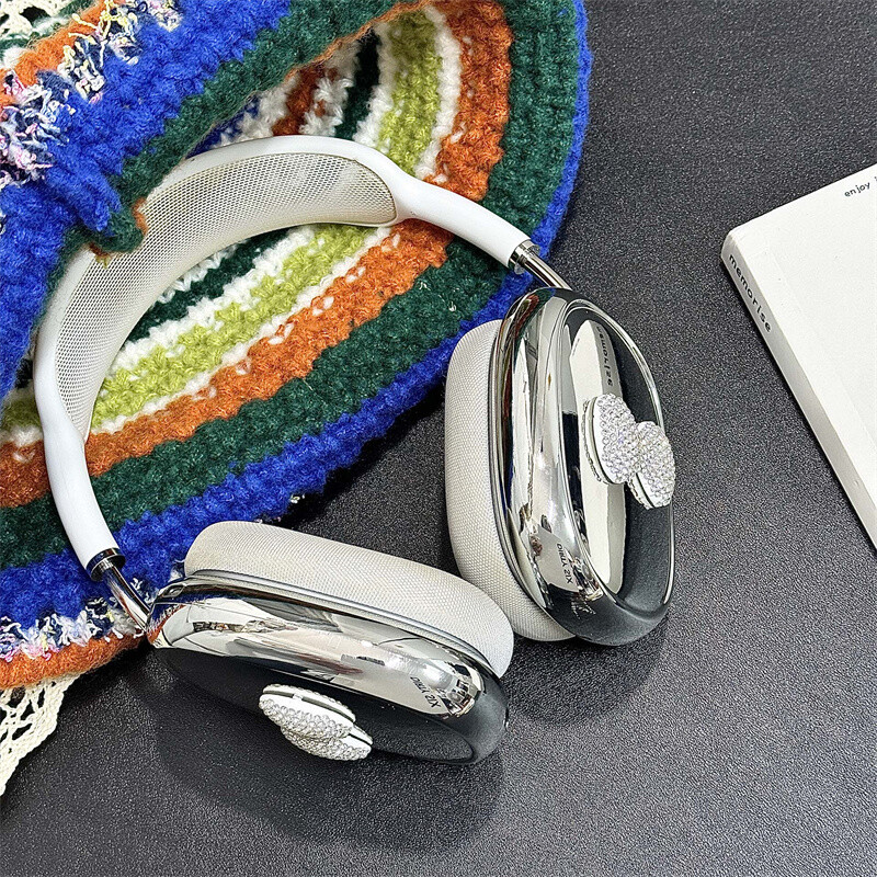 Luksuzna 3D bljeskalica dijamantna mašna galvanizirana za Airpods Max Slušalice Slušalice Kawaii srebrni dodaci Zaštitna maska