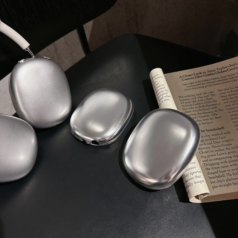 2 vnt./komplektas Sidabrinis galvaninis dangtelis, skirtas AirPods Max Wireless Ausinių Dėklas Apsauginė Rankovė Madinga AirPodsMax Protector