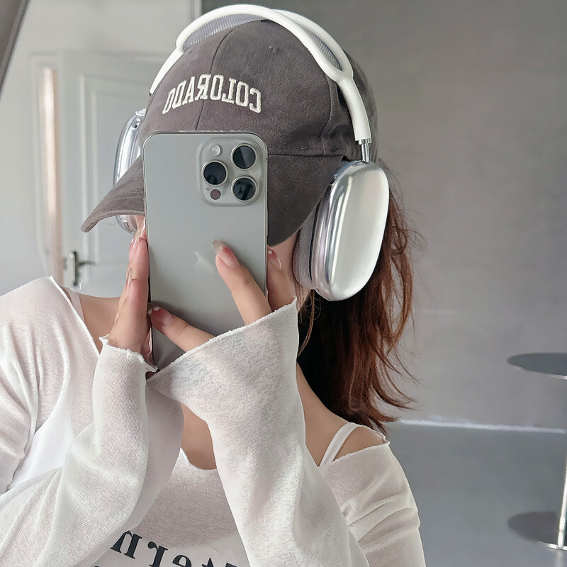 2 vnt./komplektas Sidabrinis galvaninis dangtelis, skirtas AirPods Max Wireless Ausinių Dėklas Apsauginė Rankovė Madinga AirPodsMax Protector