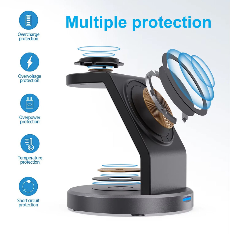 3 u 1 magnetni stalak za bežični punjač za iPhone 15 14 13 12 Pro Max iWatch AirPods Station Dock MagSafe Stanica za brzo punjenje