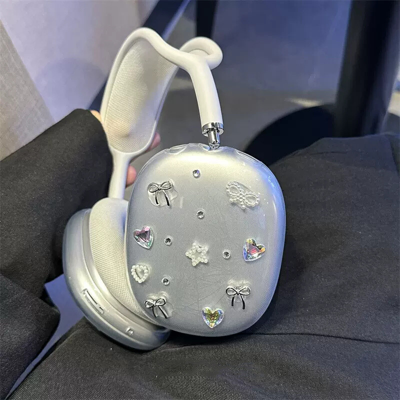 Korea luksuslik armas 3D vibu teemantkaitseümbris Apple Airpods Max kõrvaklappide jaoks läbipaistev pehme silikoonkõrvaklapp Airpods Max jaoks