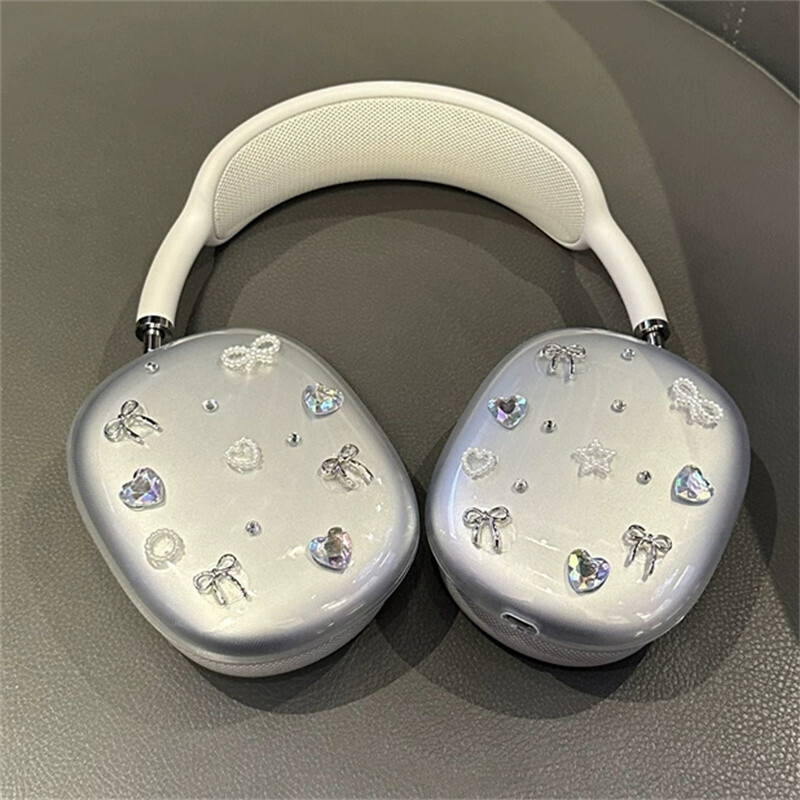 Korea luksuslik armas 3D vibu teemantkaitseümbris Apple Airpods Max kõrvaklappide jaoks läbipaistev pehme silikoonkõrvaklapp Airpods Max jaoks