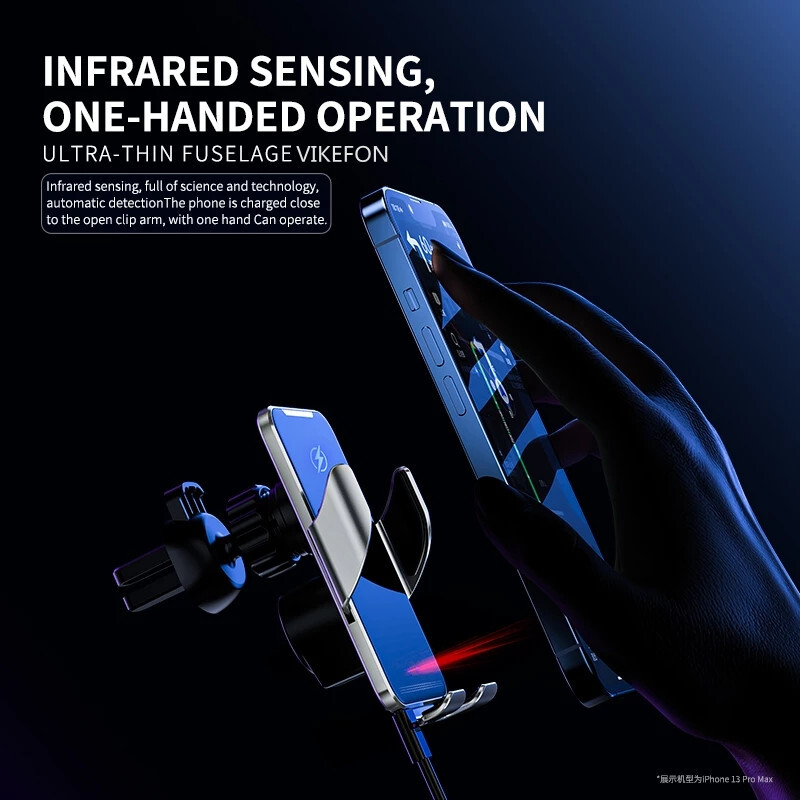 Безжично зарядно за кола Магнитна стойка за автомобилен държач за телефон за iPhone 15 14 13 12 X XR Samsung Инфрачервена стойка за бързо зареждане на кола