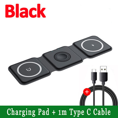 3 u 1 magnetski bežični punjač, sklopivi stalak za iPhone 15 14 13 12 11 Apple Watch AirPods 15 W stanica za brzo punjenje