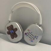 Нови сладки букви, плюшено мече, защитно покритие, слушалка, калъф за слушалки, прозрачен мек силикон за Apple Airpods Max Защита на слушалките