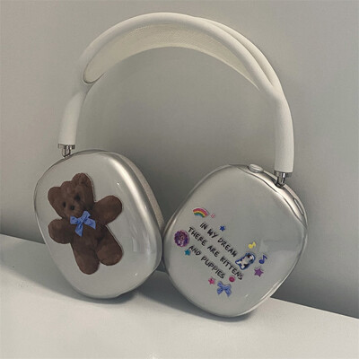 Нови сладки букви, плюшено мече, защитно покритие, слушалка, калъф за слушалки, прозрачен мек силикон за Apple Airpods Max Защита на слушалките