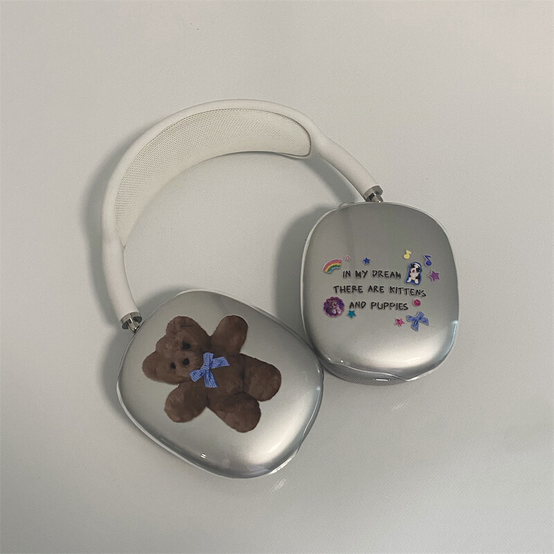 Нови сладки букви, плюшено мече, защитно покритие, слушалка, калъф за слушалки, прозрачен мек силикон за Apple Airpods Max Защита на слушалките