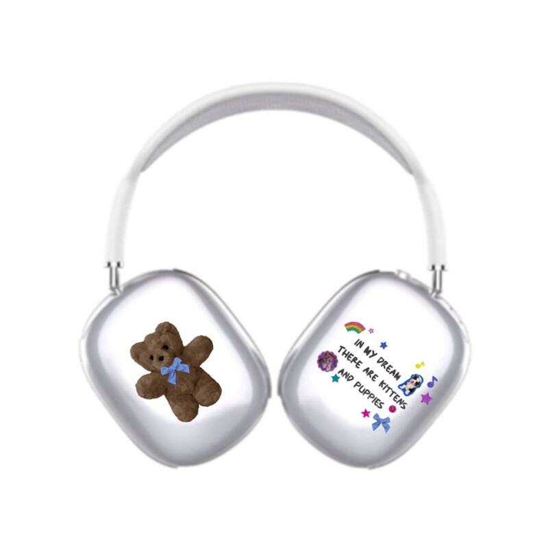 Нови сладки букви, плюшено мече, защитно покритие, слушалка, калъф за слушалки, прозрачен мек силикон за Apple Airpods Max Защита на слушалките