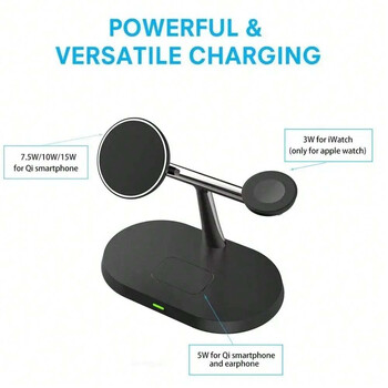 40W 3in1 Wireless Charger Stand Magnetic for iPhone 12 13 14 15 Fast Charging Station for Apple Watch 9 8 7 6 5 Airpods 2 3 Pro