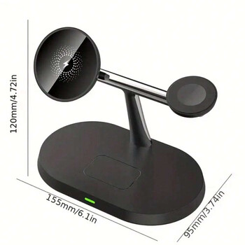 40W 3in1 Wireless Charger Stand Magnetic for iPhone 12 13 14 15 Fast Charging Station for Apple Watch 9 8 7 6 5 Airpods 2 3 Pro