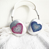 Glitter Heart Prozirna torbica za slušalice za Apple Airpods Max Zaštitne silikonske torbice za slušalice za Airpods Max lijevi i desni poklopac