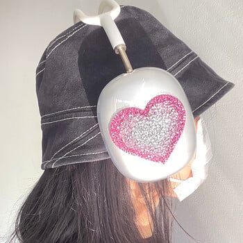 Θήκη ακουστικών Glitter Heart Clear για Apple Airpods Max Προστατευτικές θήκες ακουστικών σιλικόνης για Airpods Max Αριστερό και δεξί κάλυμμα