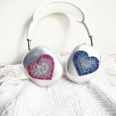 Glitter Heart Clear fejhallgató tok Apple Airpods Max védő szilikon fejhallgató tokok Airpods Max bal és jobb burkolathoz