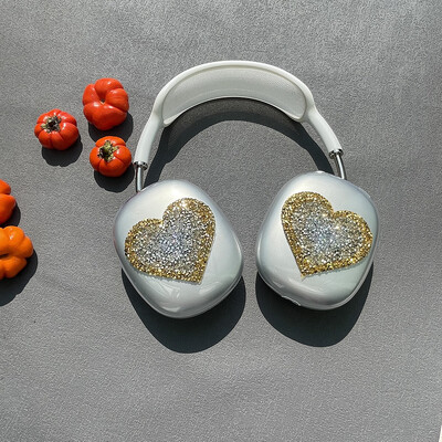 Glitter Heart Prozirna torbica za slušalice za Apple Airpods Max Zaštitne silikonske torbice za slušalice za Airpods Max lijevi i desni poklopac