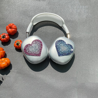 Glitter Heart Prozirna torbica za slušalice za Apple Airpods Max Zaštitne silikonske torbice za slušalice za Airpods Max lijevi i desni poklopac