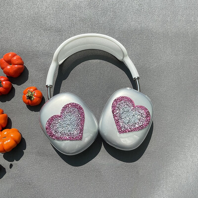 Glitter Heart Prozirna torbica za slušalice za Apple Airpods Max Zaštitne silikonske torbice za slušalice za Airpods Max lijevi i desni poklopac