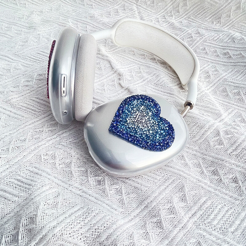 Glitter Heart Prozirna torbica za slušalice za Apple Airpods Max Zaštitne silikonske torbice za slušalice za Airpods Max lijevi i desni poklopac