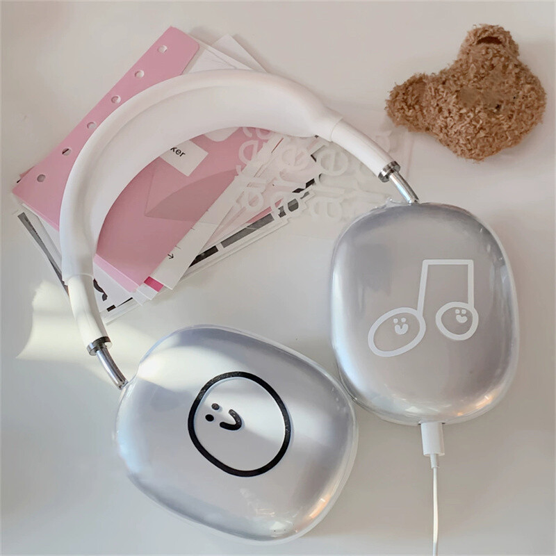 Сладко щастливо музикално нотиране Защитно покритие за калъф за слушалки Airpods Max Прозрачен силикон за слушалки Apple Airpods Max