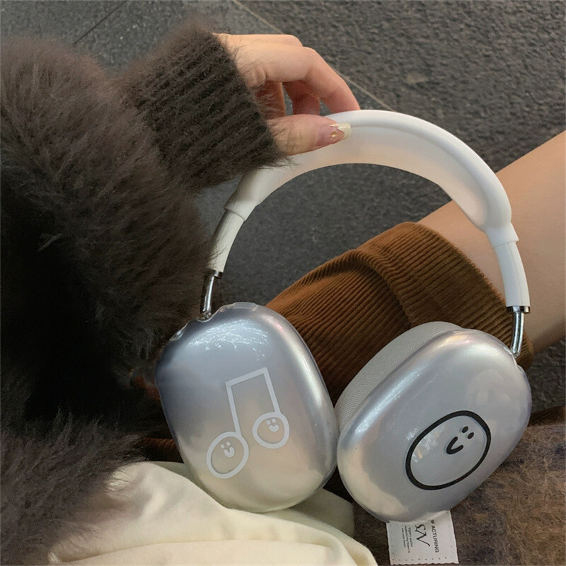 Сладко щастливо музикално нотиране Защитно покритие за калъф за слушалки Airpods Max Прозрачен силикон за слушалки Apple Airpods Max