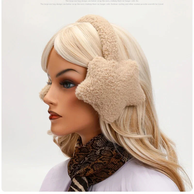 Y2K Star Fluffy Kõrvaklapid Kõrvatropid Külmakaitse Naiste Kõrvakate Hoia soojas Ühevärviline Palus kõrvaklapid Jalgrattatarvikud