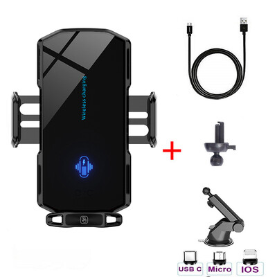 30W безжично зарядно за кола, магнитна автоматична скоба, бързо зарядно, държач за телефон за кола за iPhone 14 13 12 Samsung S20 S10 Универсален