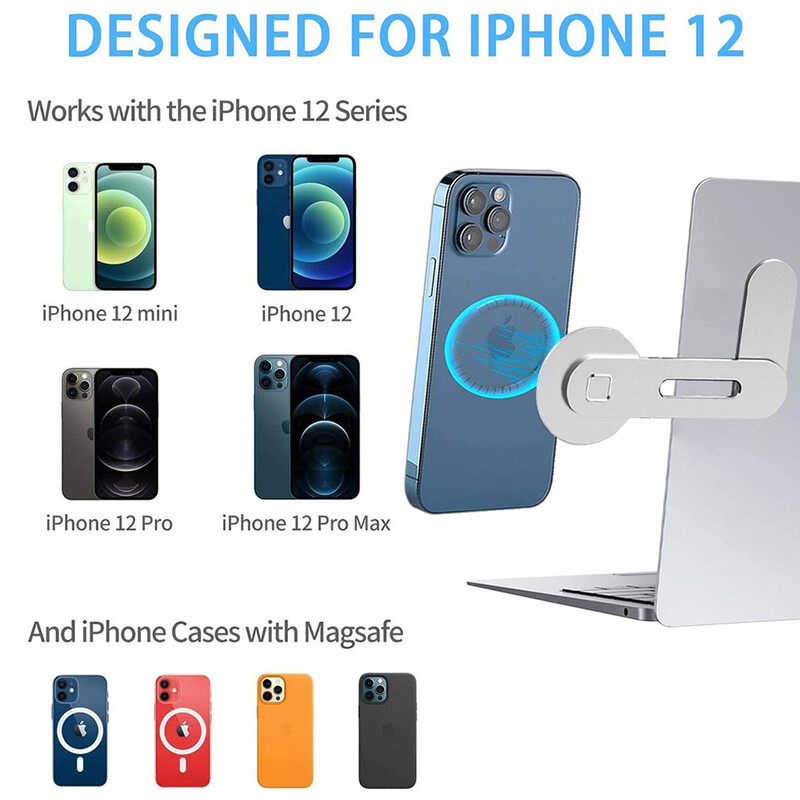 15W brzi bežični punjač, magnetski držač telefona za Magsafe iPhone 14 13 12, metalni nosač za proširenje, bočni nosač zaslona prijenosnog računala