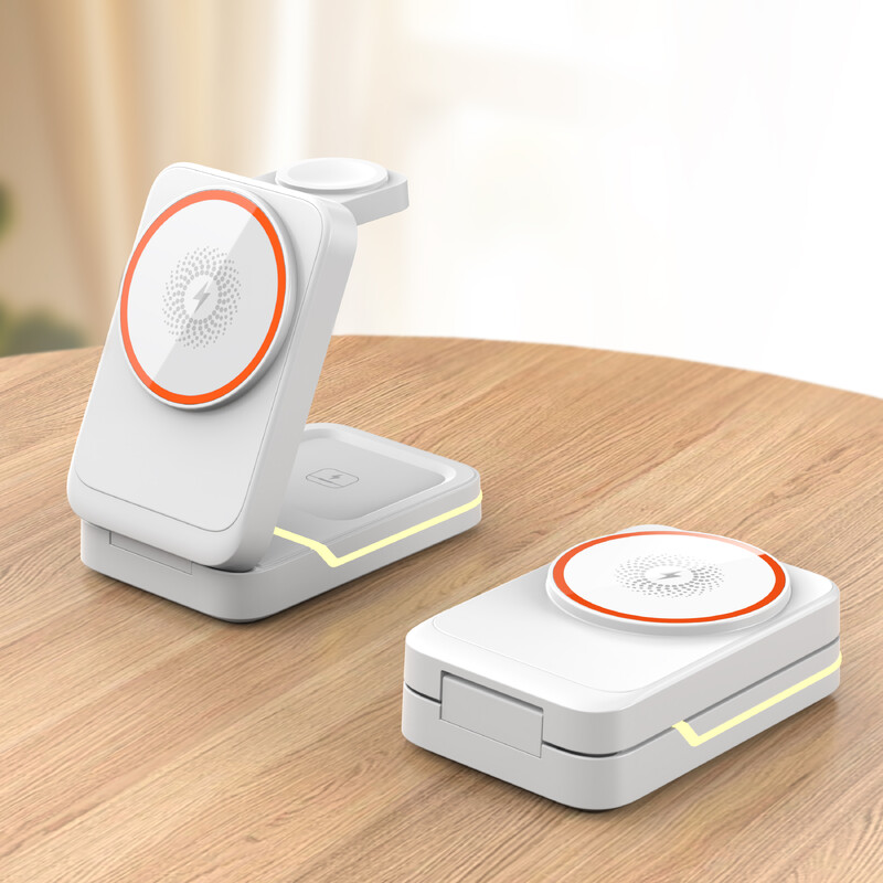 Магнитно безжично зарядно за iPhone 16 15 14 13 12 Pro Max/Mini/Plus/ iWatch/Airpods Сгъваема безжична станция за зареждане 3 В 1