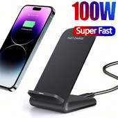 Podrška za brzi bežični punjač od 100 W za Samsung S24 S23 S22 21 Stalak za ultra brzo punjenje za iPhone 15 14 13 16Pro Max Xiaomi 14