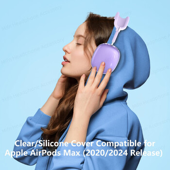 Νέο για κάλυμμα θήκης airpod max2 2024 Ασύρματη προστατευτική θήκη ακουστικών Bluetooth διάφανο κάλυμμα σιλικόνης για γυναίκα για airpods max