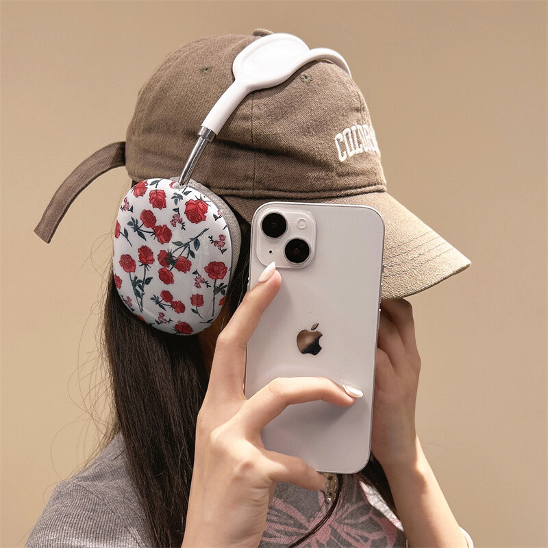 Wildflower wf Red Rose lille peapael telefoni kõrvaklappide ümbris AirPods Max juhtmevabade kõrvaklappide jaoks peakomplekti varruka kate