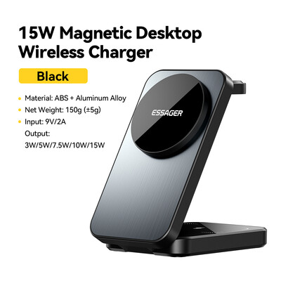 Essager 3 u 1 magnetski stalak za bežični punjač od 15 W za iPhone 15 Pro Max Airpods Apple Watch telefon Držač stanice za brzo punjenje